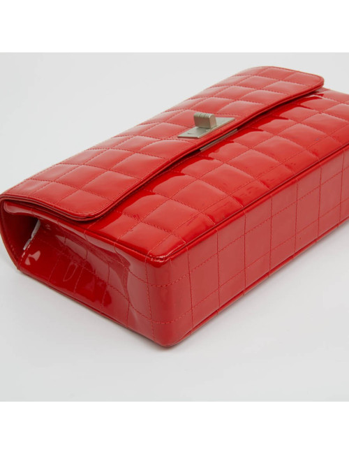 Sac 2.55 CHANEL cuir verni rouge Vintage