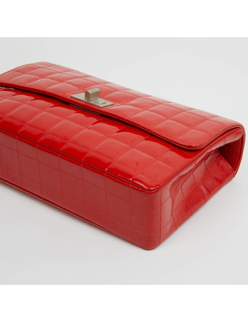 Sac 2.55 CHANEL cuir verni rouge Vintage