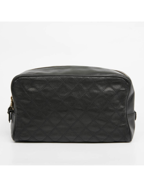 Trousse de toilette CHANEL cuir d'agneau matelassée noire