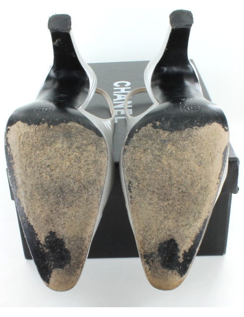 Escarpins CHANEL en cuir gris souris T 36,5 