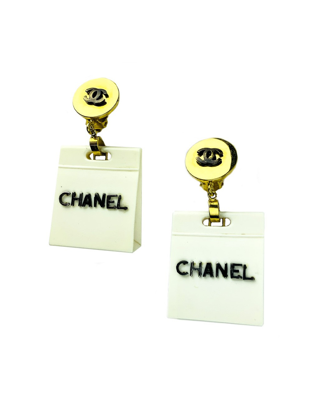 Clips d'oreille Chanel collector sac beiges