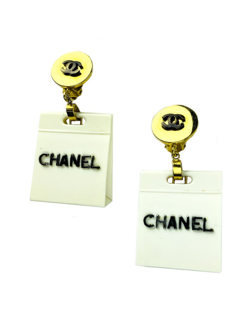 Clips d'oreille Chanel collector sac beiges