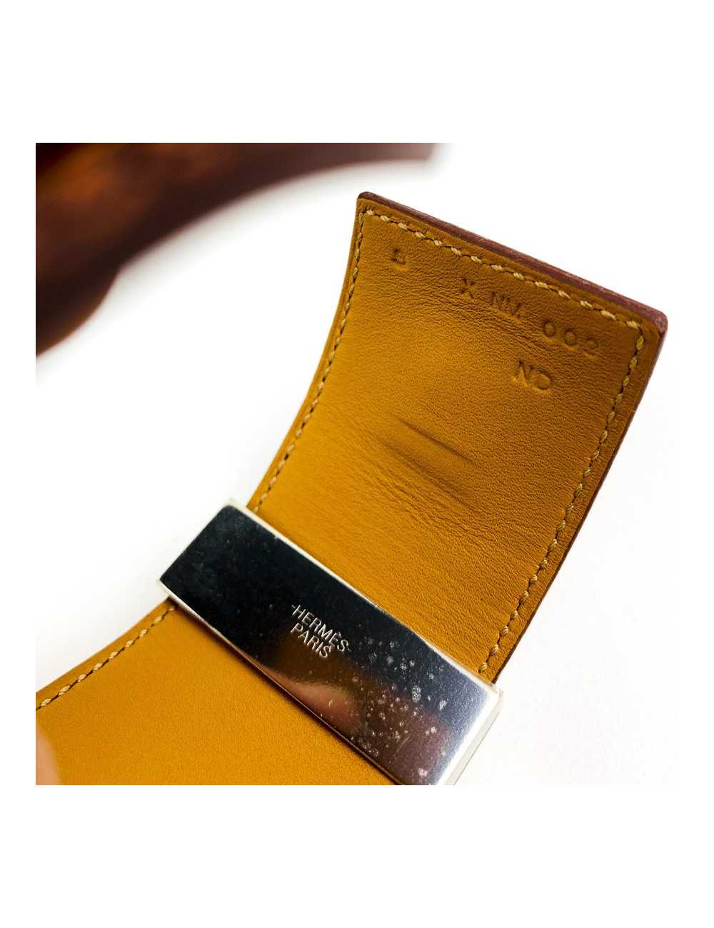 HERMES dog collar bracelet smooth Etrusque nilocus lezard leather