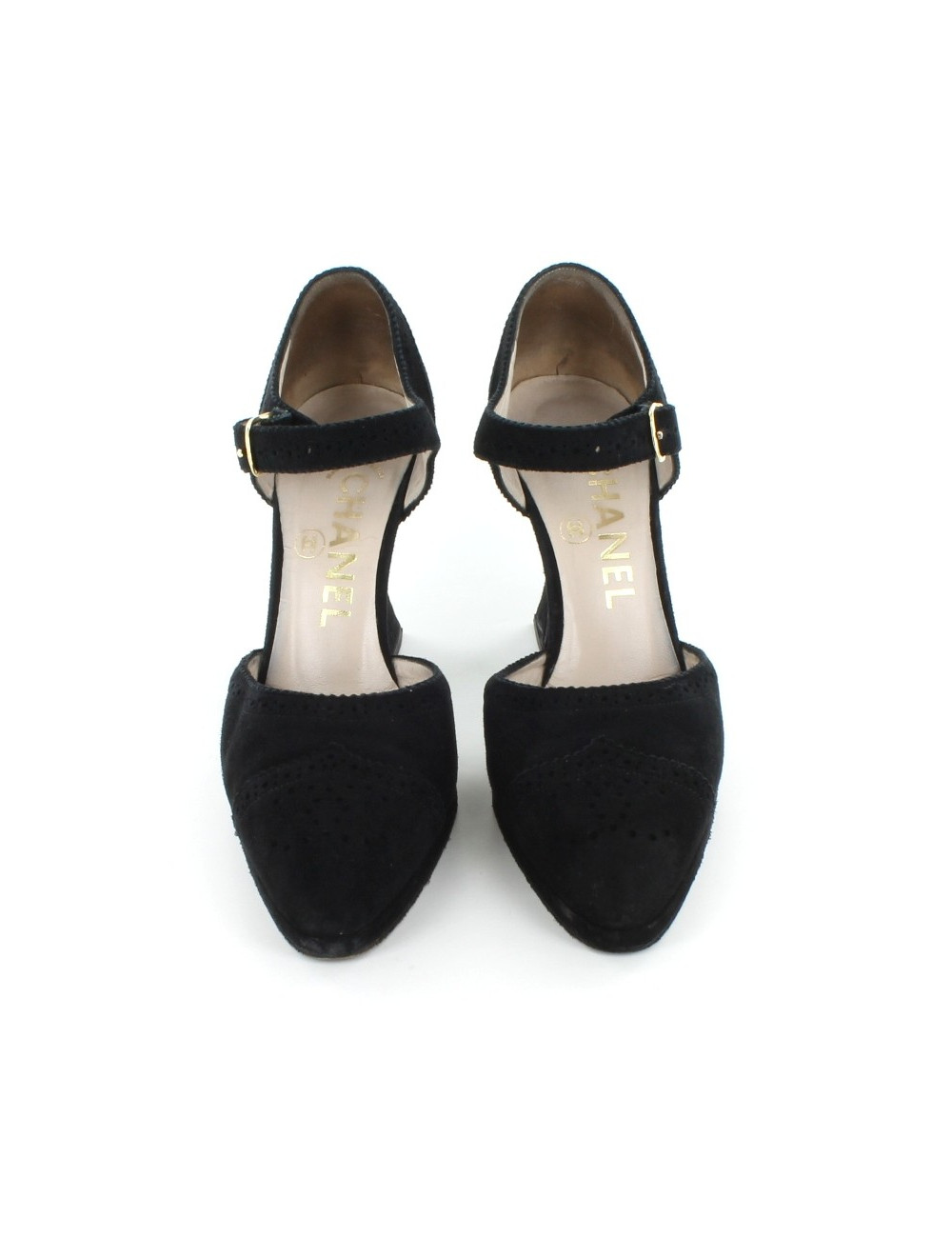 Escarpins CHANEL en veau velours noir T 36,5 