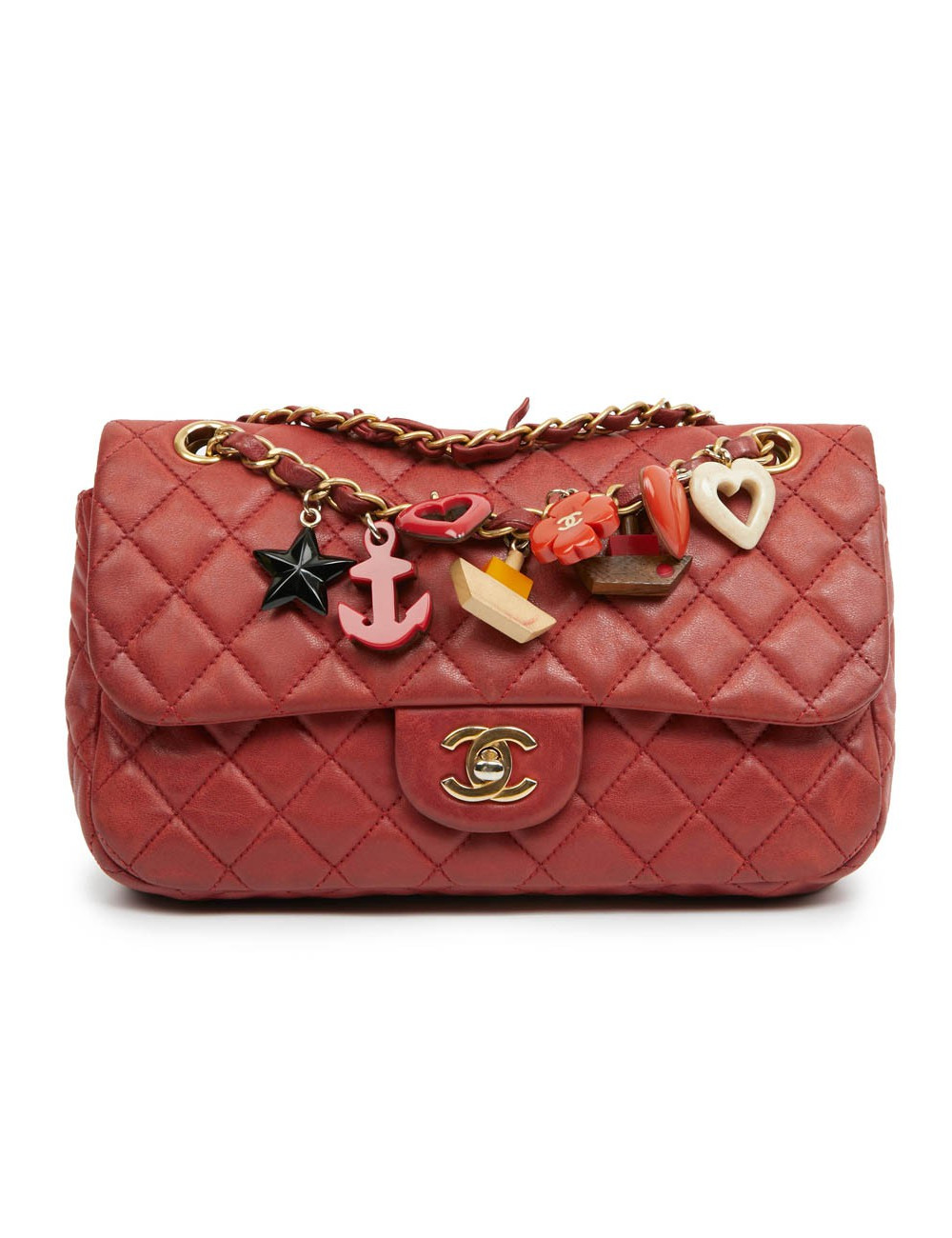 Sac Mademoiselle CHANEL cuir d'agneau rouge  Collector