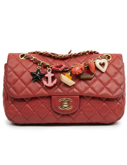 Sac Mademoiselle CHANEL cuir d'agneau rouge  Collector