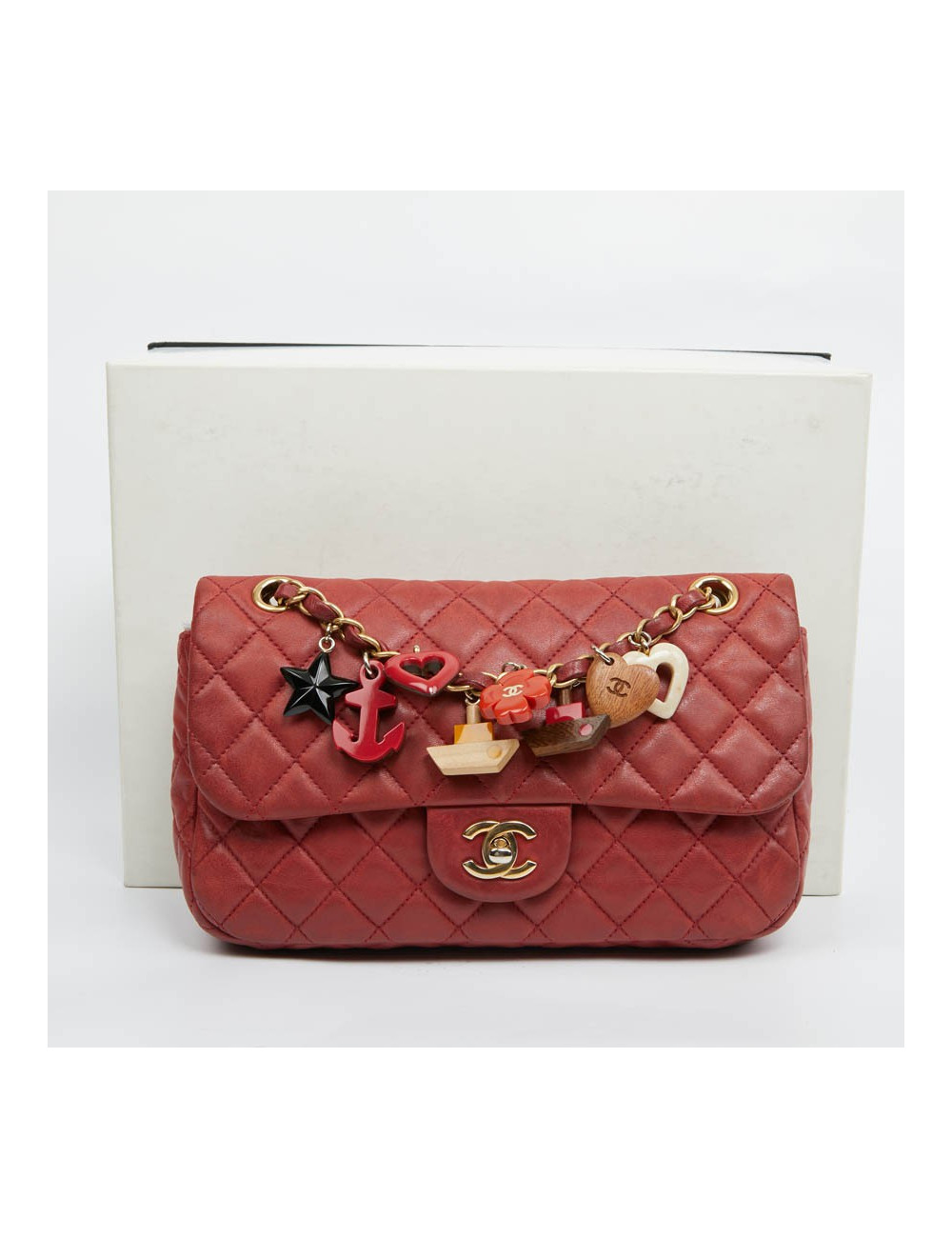 Sac Mademoiselle CHANEL cuir d'agneau rouge  Collector