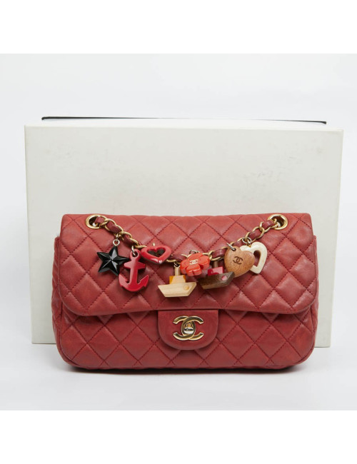 Sac Mademoiselle CHANEL cuir d'agneau rouge  Collector