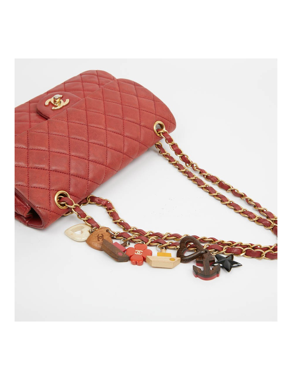 Sac Mademoiselle CHANEL cuir d'agneau rouge  Collector
