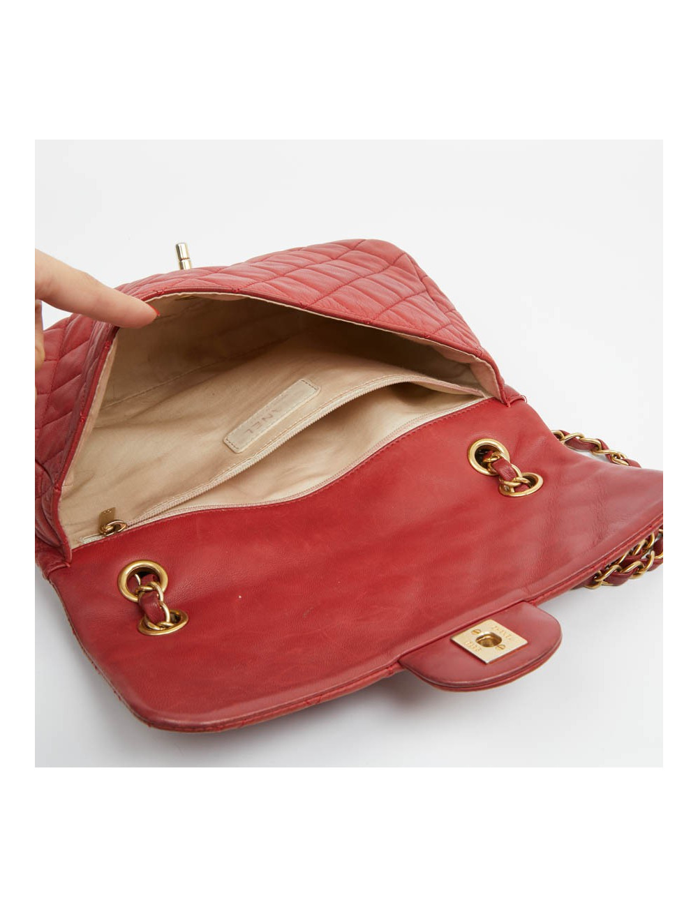 Sac Mademoiselle CHANEL cuir d'agneau rouge  Collector