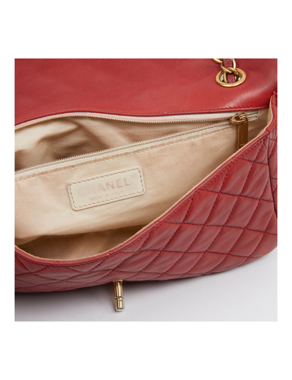 Sac Mademoiselle CHANEL cuir d'agneau rouge  Collector