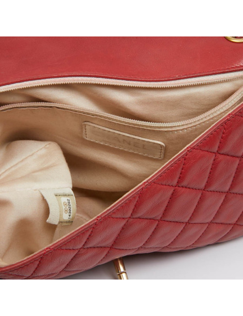 Sac Mademoiselle CHANEL cuir d'agneau rouge  Collector