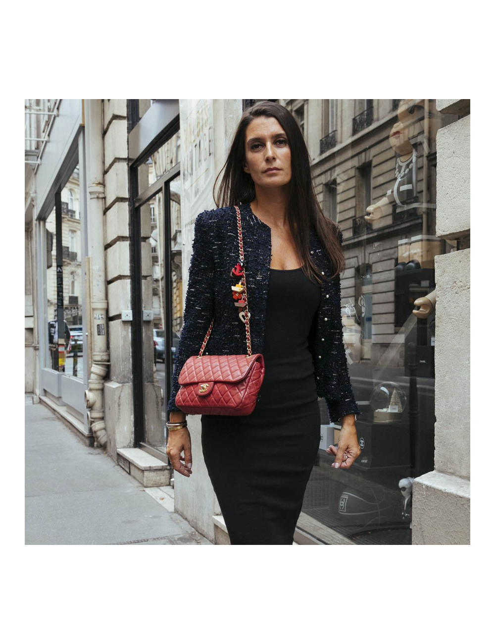 Sac Mademoiselle CHANEL cuir d'agneau rouge  Collector