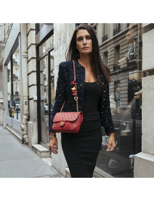 Sac Mademoiselle CHANEL cuir d'agneau rouge  Collector