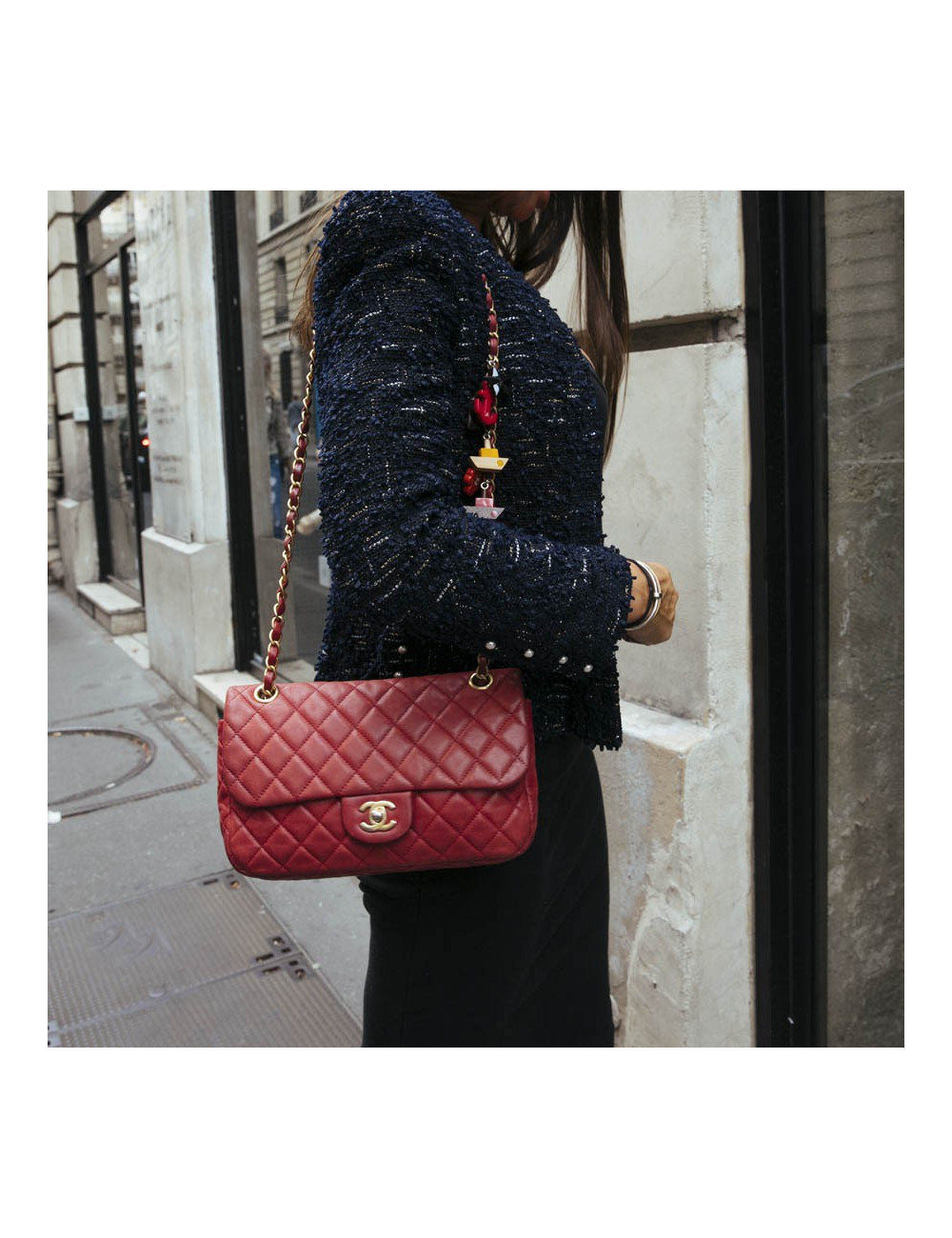 Sac Mademoiselle CHANEL cuir d'agneau rouge  Collector