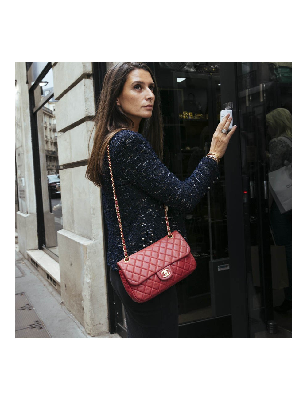 Sac Mademoiselle CHANEL cuir d'agneau rouge  Collector