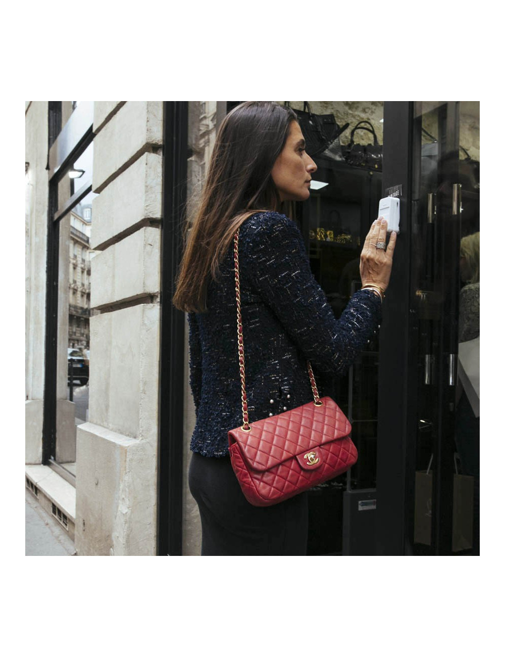 Sac Mademoiselle CHANEL cuir d'agneau rouge  Collector