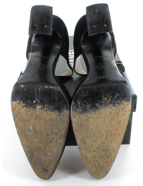 Escarpins CHANEL en veau velours noir T 36,5 