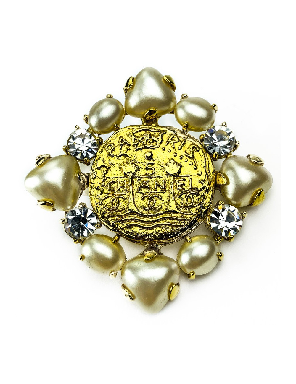 Broche CHANEL perles et brllants Swarovski