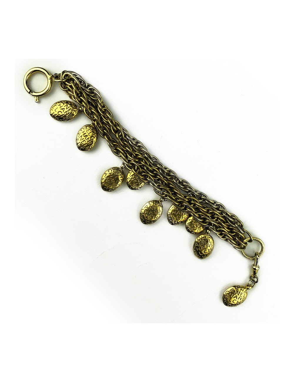 Bracelet CHANEL pampilles dorées triple rangs Vintage