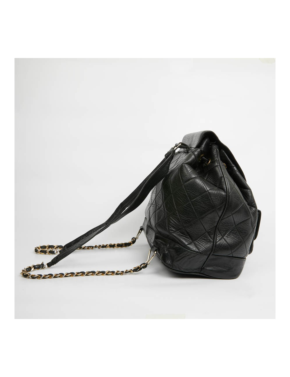 Chanel  vintage black leather backpack