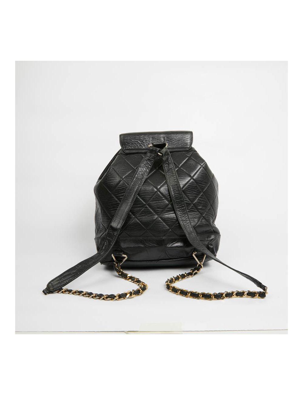 Chanel  vintage black leather backpack