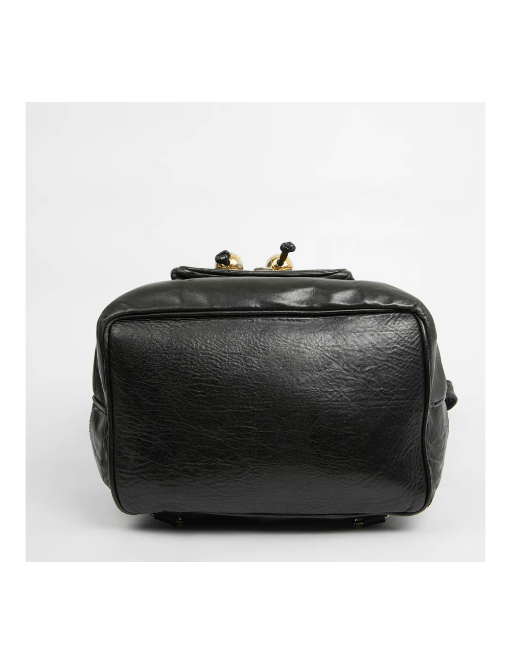 Chanel  vintage black leather backpack