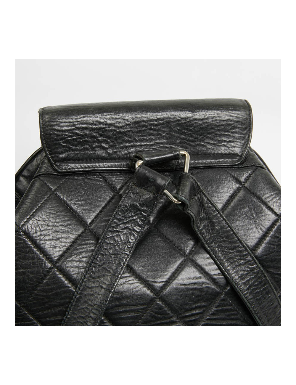 Chanel  vintage black leather backpack