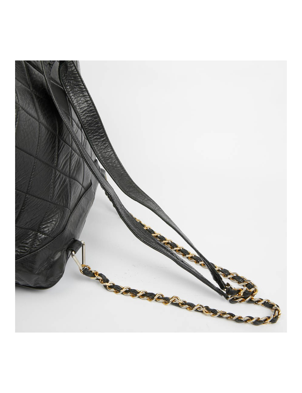 Chanel  vintage black leather backpack