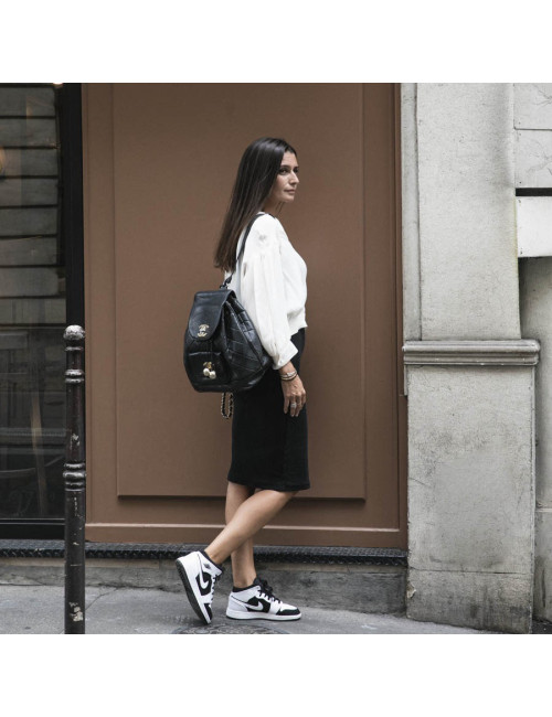 Chanel  vintage black leather backpack