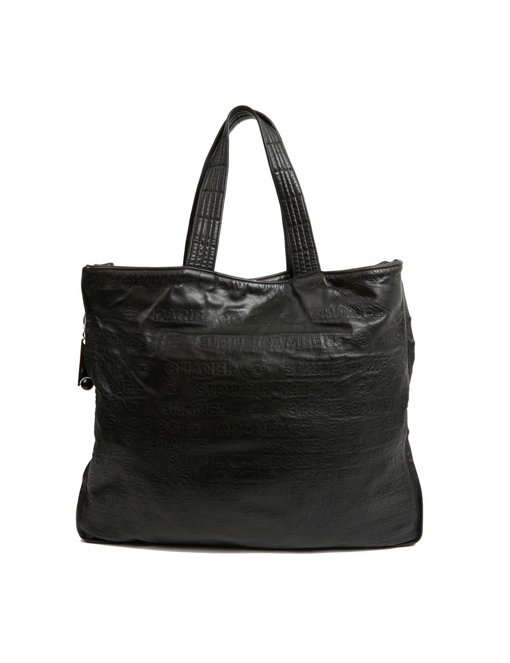 Cabas CHANEL cuir embossé noir