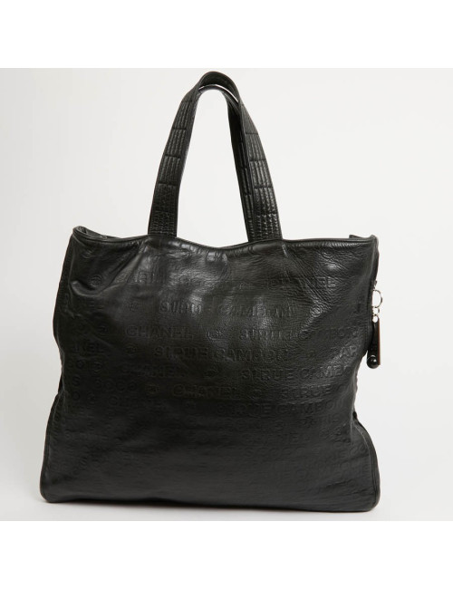 Cabas CHANEL cuir embossé noir