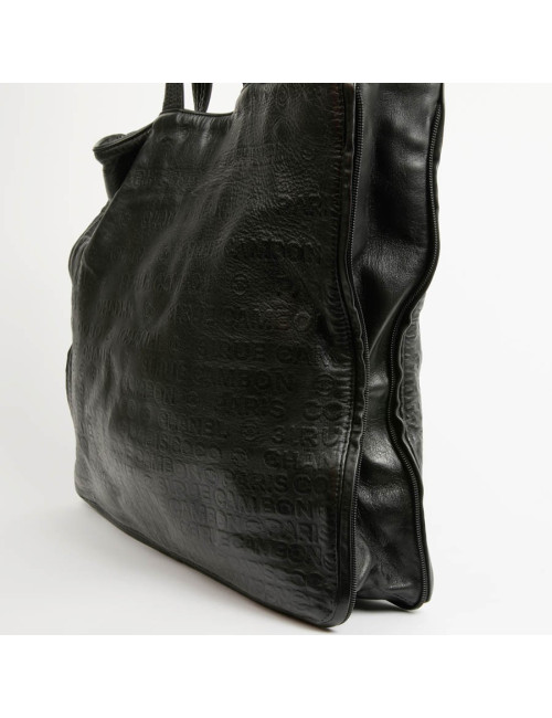 Cabas CHANEL cuir embossé noir
