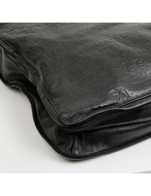 Cabas CHANEL cuir embossé noir