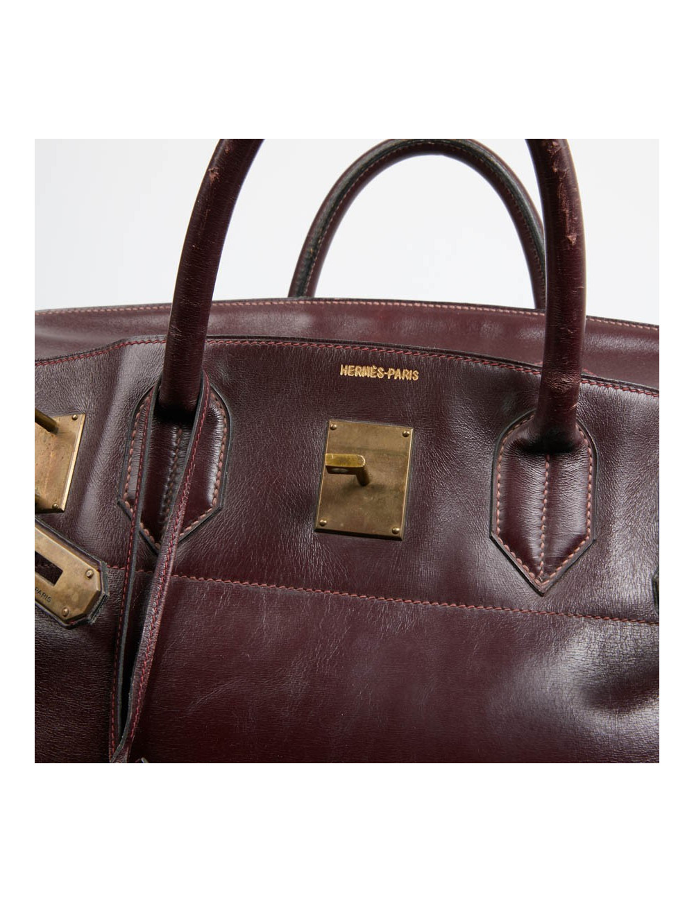 Haut à courroies 45 HERMES cuir box bordeaux 
