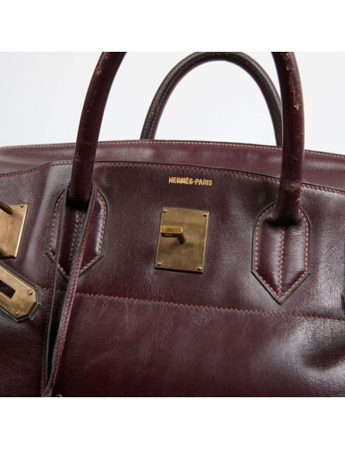 Haut à courroies 45 HERMES cuir box bordeaux 