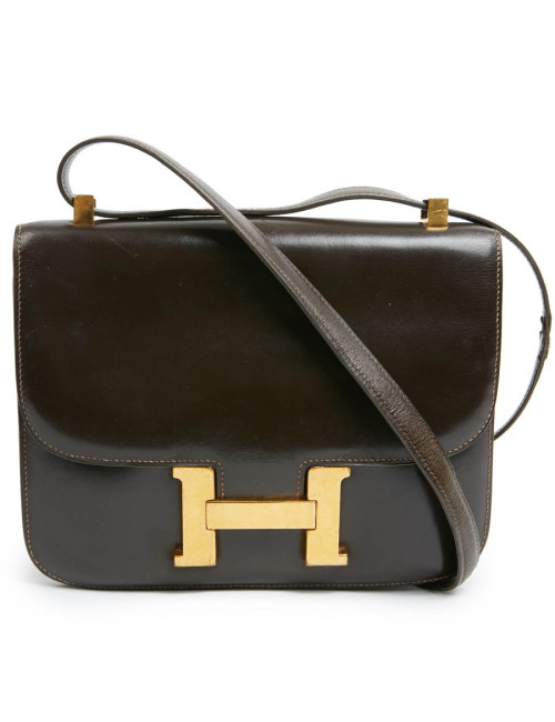 Constance HERMES cuir box marron Vintage