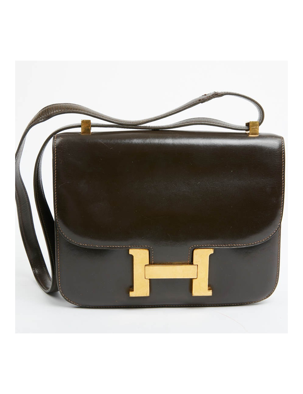 Constance HERMES cuir box marron Vintage