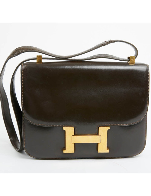 Constance HERMES cuir box marron Vintage