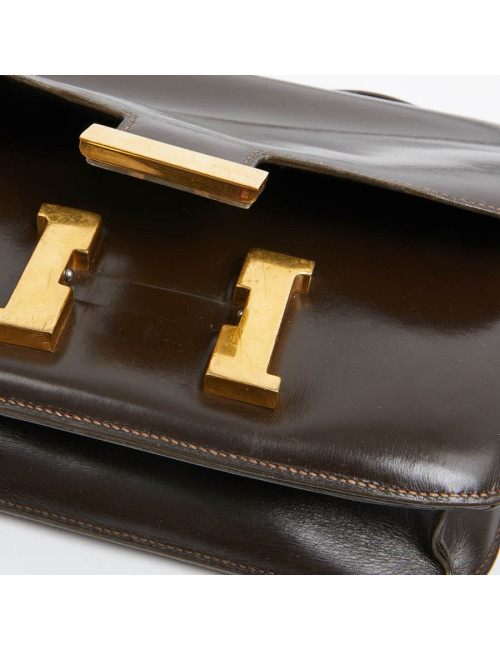 Constance HERMES cuir box marron Vintage