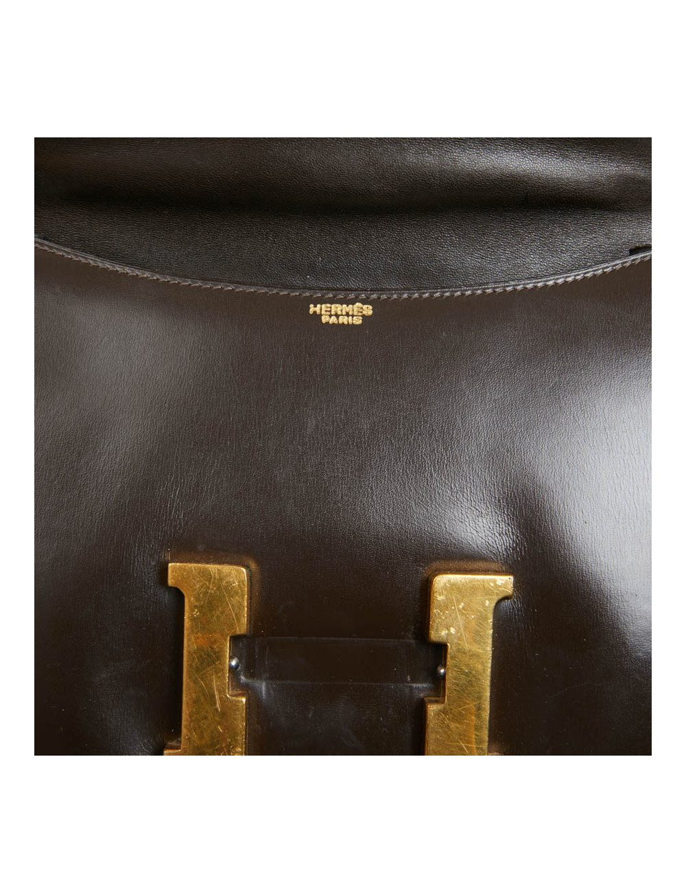 Constance HERMES cuir box marron Vintage