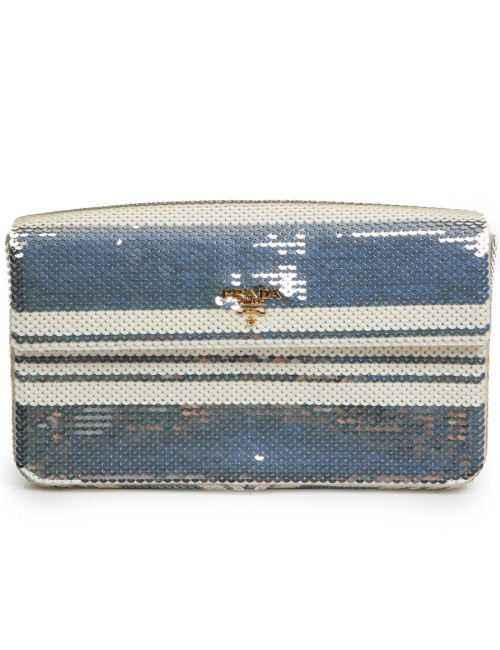 Pochette PRADA sequins argent