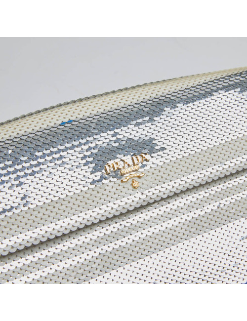Pochette PRADA sequins argent