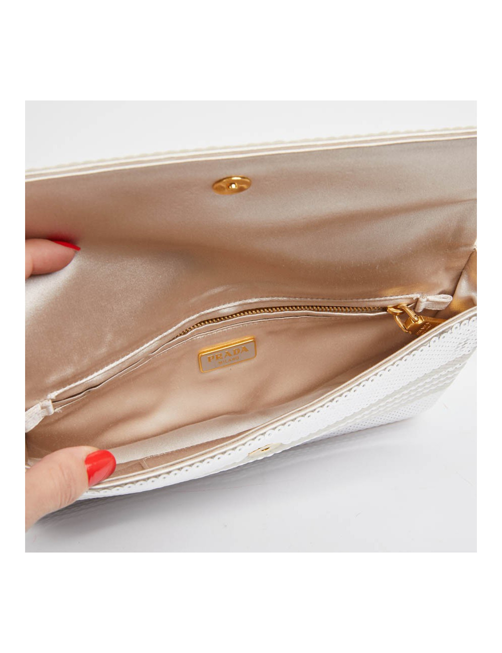 Pochette PRADA sequins argent