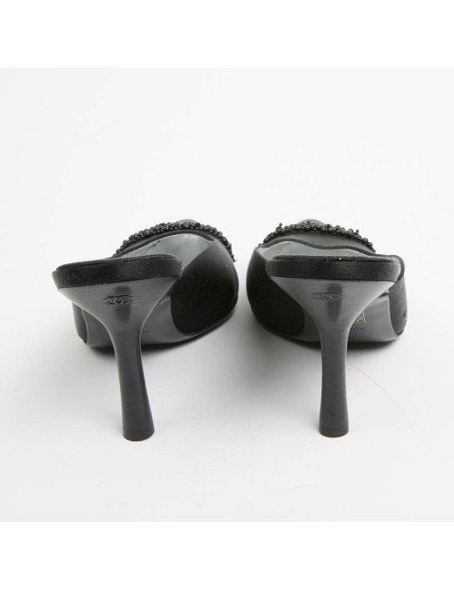 Sandales CHANEL T39 neuves noires bout perles