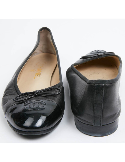 Ballerines T 40,5 CHANEL cuir noir