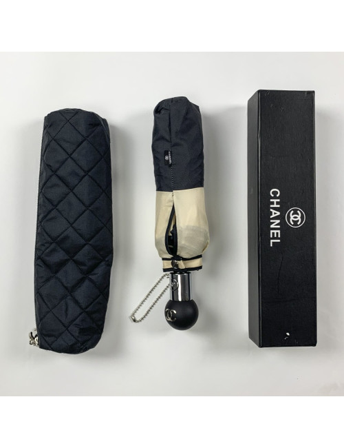 Parapluie CHANEL CC noir et beige clair