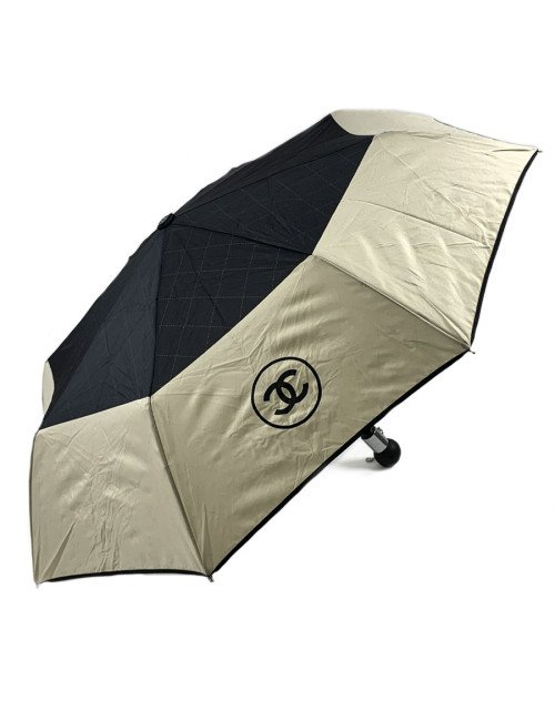 Parapluie CHANEL CC noir et beige clair