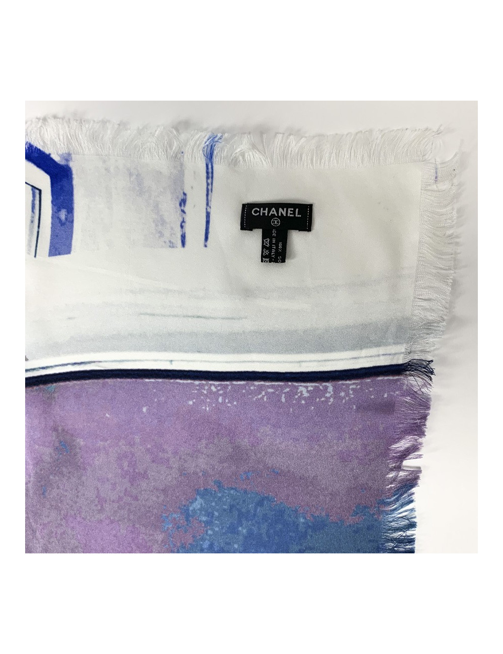 Châle CHANEL "C H A N E L" multicolore soie