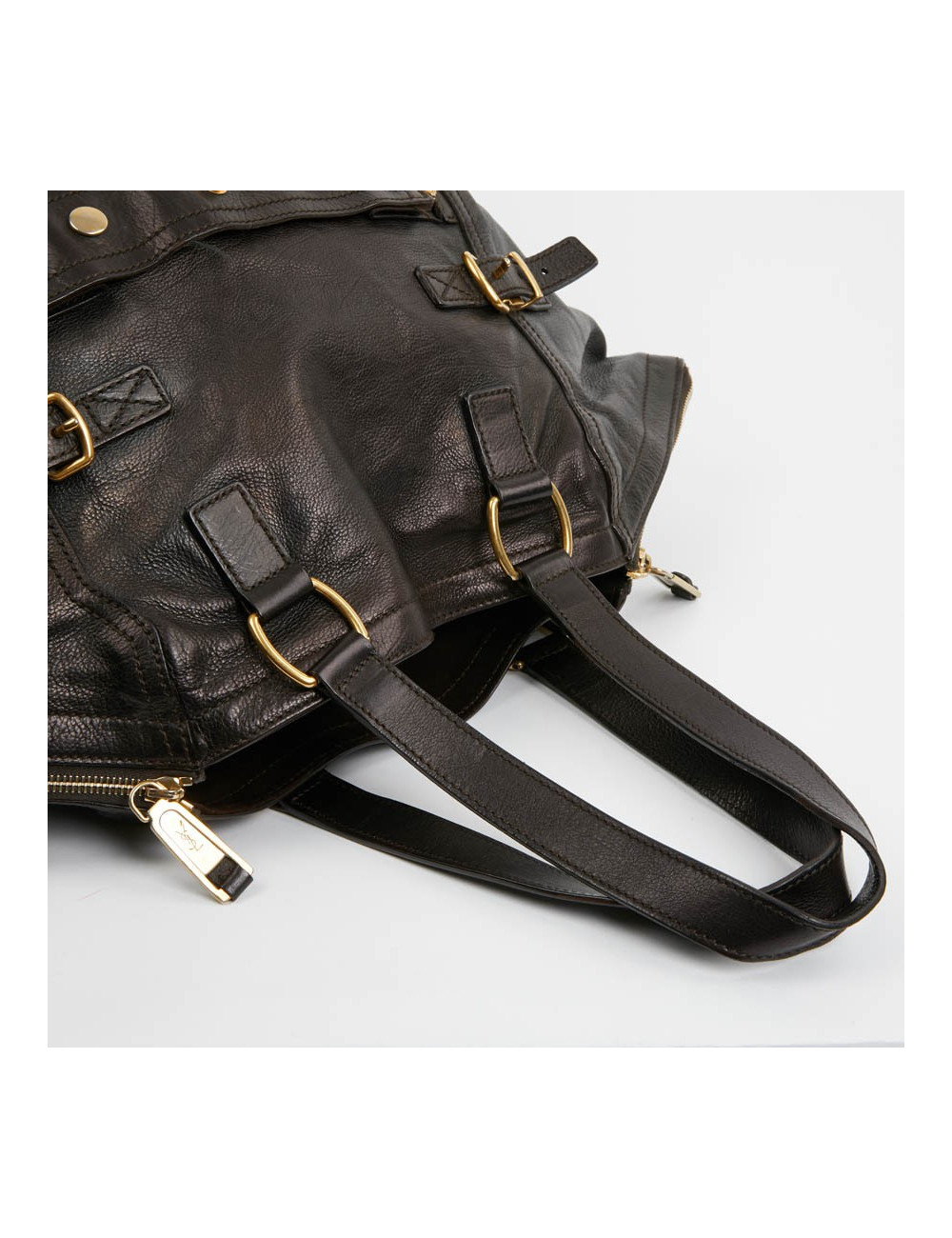 YSL Sac Downtown SAINT LAURENT cuir de veau marron